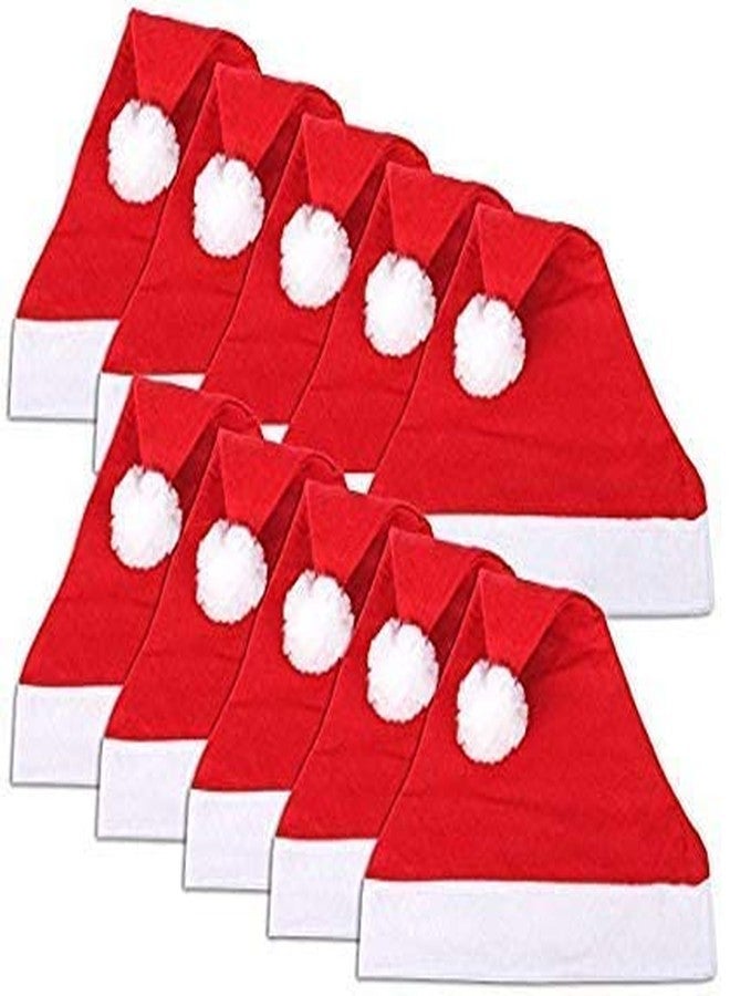 SAMARIYA Santa Christmas Cap for Kids and Adults, Free Size, Christmas Cap Men and Women Christmas Party Celebration Pack of 10 - Image 1